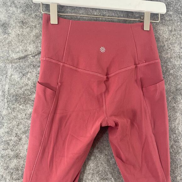Athleta Leggings XS Petite Victorian Berry Salutation Stash Pocket Tight Workout - Picture 7 of 16